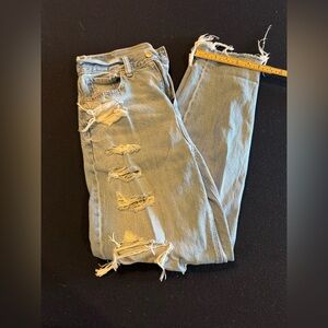 American Eagle Outfitters Denim Light Wash Distressed Mom Jeans Sz 2